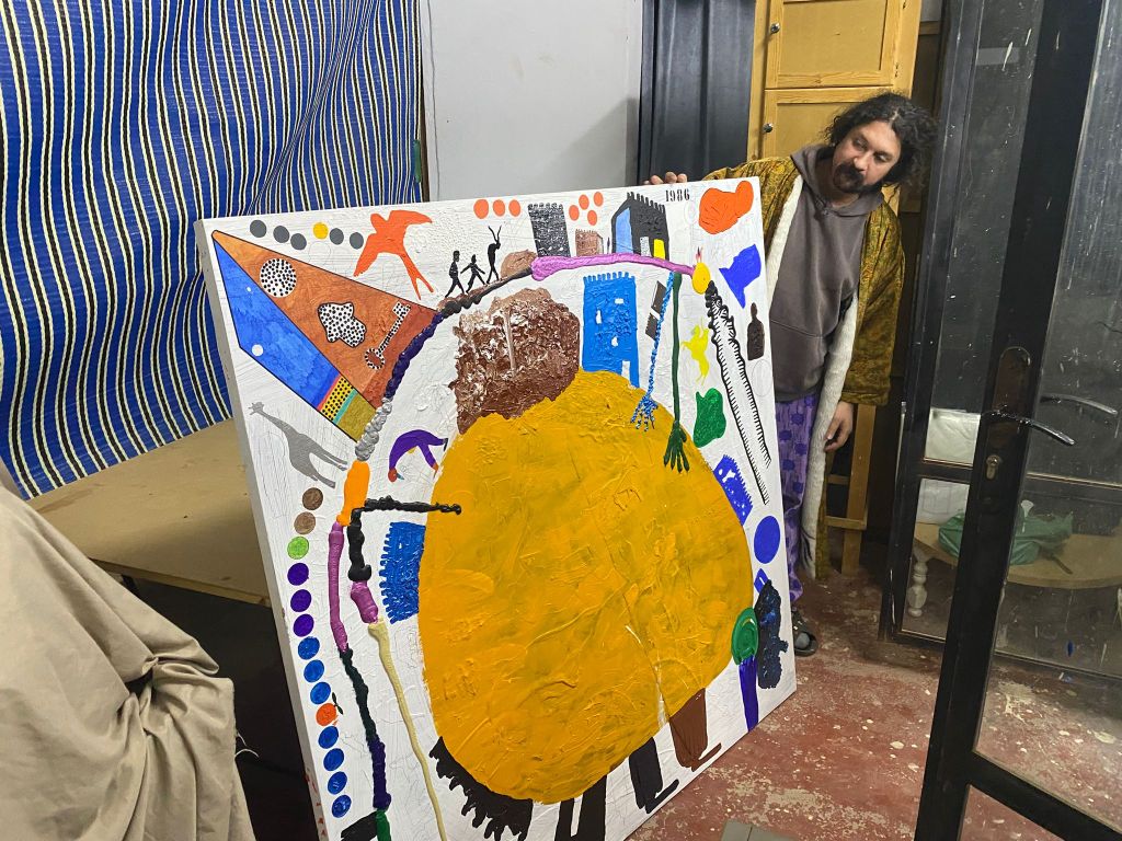 Mo Baala hybrid figure painting with vibrant colors

